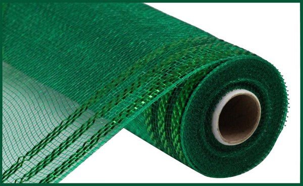 10" Border Stripe Metallic Mesh: Emerald Green (10 Yards) RE850206 - White Bayou Wreaths & Supply