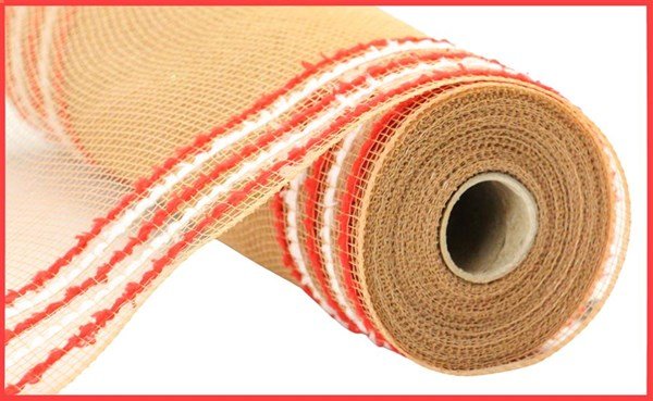 10" Drift/Pp Wide Border Mesh: Natural, Red, White (10 Yards) RY811678 - White Bayou Wreaths & Supply