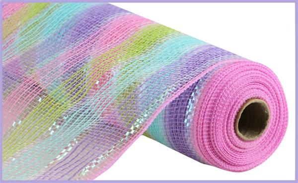 10" Faux Jute/Shiny Stripe Mesh: Pink, Blue, Green, Lavender (10 Yards) RY8032AY - White Bayou Wreaths & Supply