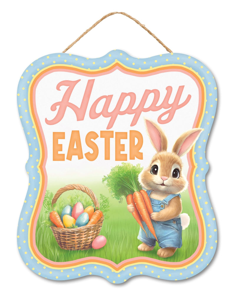 10" Happy Easter w/Bunny Sign - AP7364 - White Bayou Wreaths & Supply