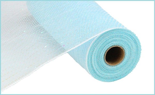 10" Irid Foil Mesh: Iridescent Turquoise, White (10 Yards) RY8501E1 - White Bayou Wreaths & Supply