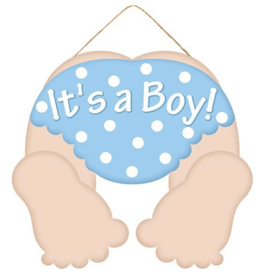 10" Light Skin Baby Bottom Sign: It's a Boy - White Bayou Wreaths & Supply