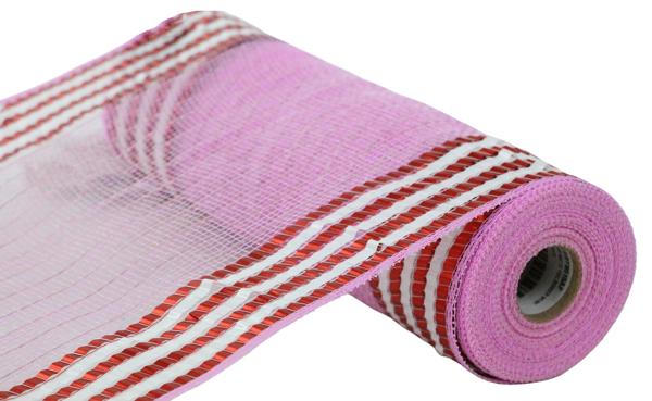 10" Matte XL Foil Border Mesh: Pink, Red, White (10 Yards) RY8515AF - White Bayou Wreaths & Supply