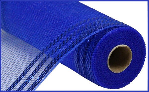 10" Metallic Border Mesh: Royal Blue w/ Blue Foil (10 Yards) RE850225 - White Bayou Wreaths & Supply