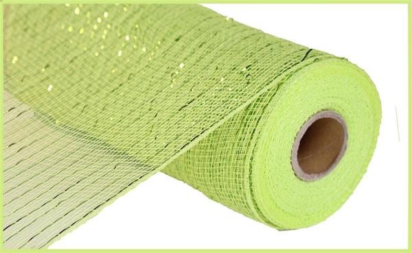 10" Metallic Mesh: Apple Green w/ Lime Foil (10 Yards) RE130171 - White Bayou Wreaths & Supply