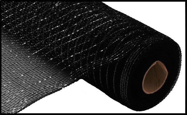 10" Metallic Mesh: Black, Black Foil (10 Yards) RE130102 - White Bayou Wreaths & Supply