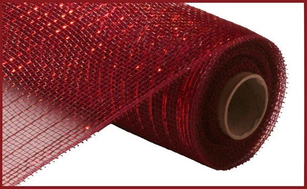 10" Metallic Mesh: Burgundy w/ Red Foil (10 Yards) RE130161 - White Bayou Wreaths & Supply