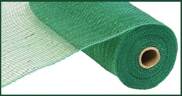 10" Metallic Mesh: Emerald Green w/ Emerald Foil (10 Yards) RE800106 - White Bayou Wreaths & Supply