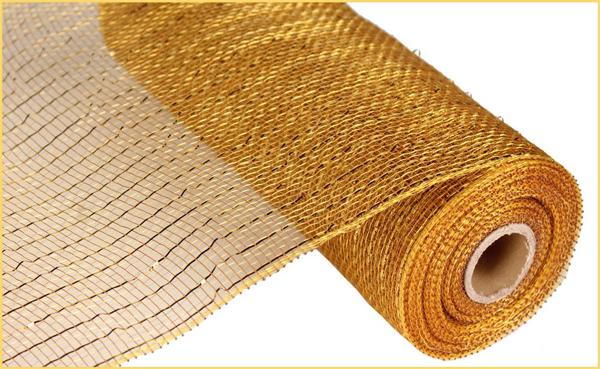 10" Metallic Mesh: Gold, Brown w/ Gold Foil (10 Yards) - RE130108 - White Bayou Wreaths & Supply