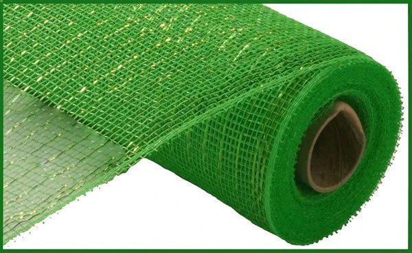 10" Metallic Mesh: Lime Green w/ Lime Green Foil (10 Yards) RE130150 - White Bayou Wreaths & Supply