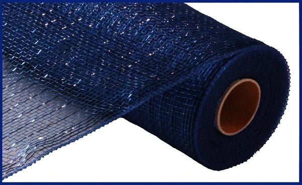 10" Metallic Mesh: Navy w/ Royal Blue Foil (10 Yards) RE130157 - White Bayou Wreaths & Supply