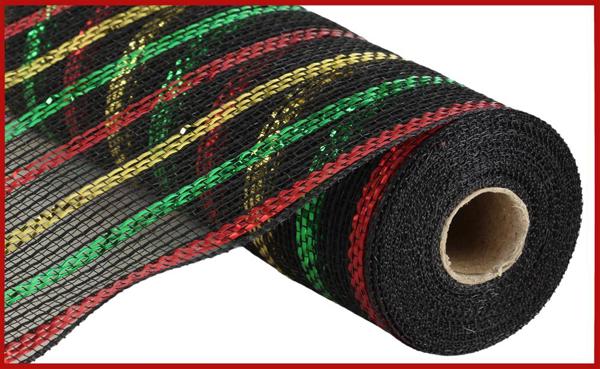 10" Metallic Poly/Faux Jute Mesh: Black, Red, Green, Gold (10 Yards) RY8019CK - White Bayou Wreaths & Supply