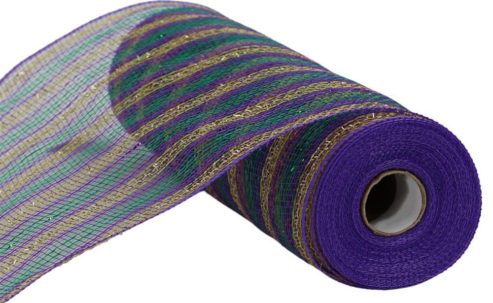 10" Metallic/Tinsel Stripe: Mardi Gras (10 Yards) RY870273 - White Bayou Wreaths & Supply