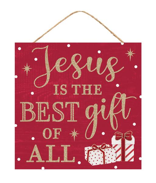 10" Square Jesus Is The Best Gift of All Glitter Sign - AP8971 - White Bayou Wreaths & Supply