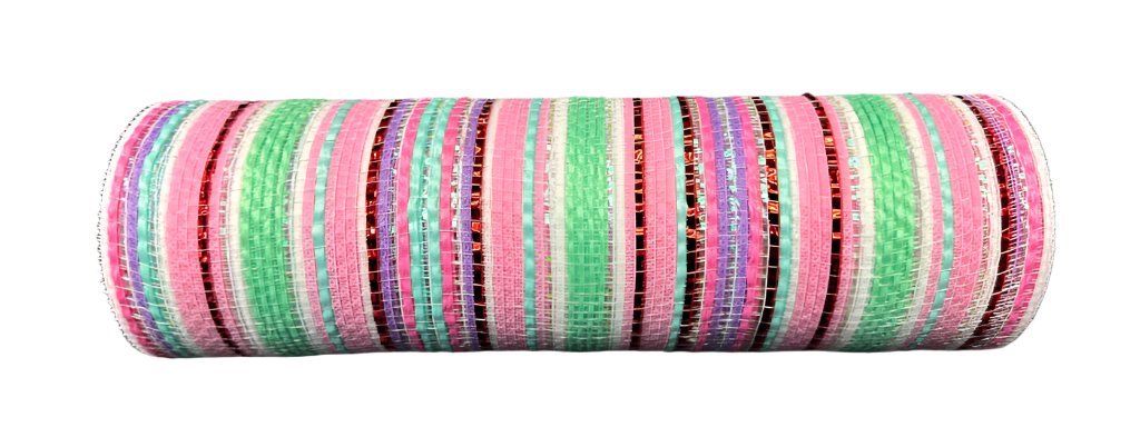 10" Striation Stripes Fabric Mesh: Mint, Pink, Red (10 Yards) XB240910 - 44 - White Bayou Wreaths & Supply