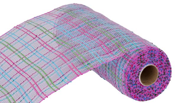 10" Vertical Foil Plaid Mesh: Lavender, Hot Pink, Turquoise, Lime (10 Yards) RE1368XH - White Bayou Wreaths & Supply