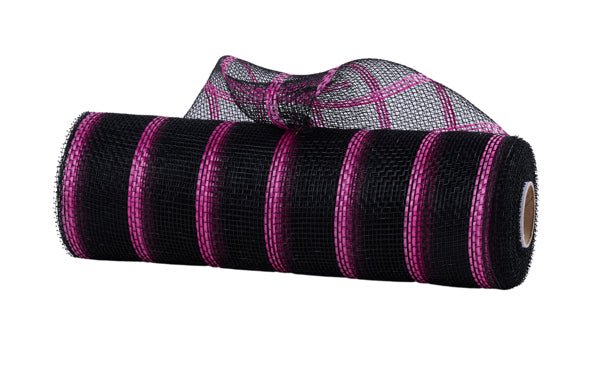 10" Vertical Wide Stripe Mesh: Black, Hot Pink (10 Yards) RE8903JX - White Bayou Wreaths & Supply