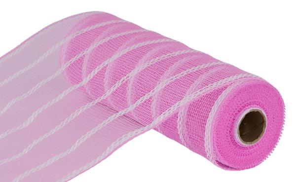 10" Vertical Wide Stripe Mesh: Pink, White (10 Yards) RE8903FX - White Bayou Wreaths & Supply