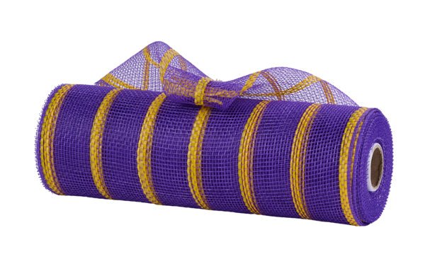 10" Vertical Wide Stripe Mesh: Purple, Yellow (10 Yards) RE8903WE - White Bayou Wreaths & Supply