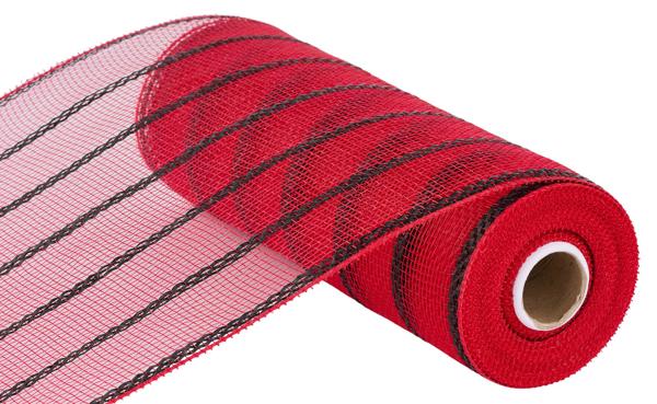 10" Vertical Wide Stripe Mesh: Red, Black (10 yards) RE8903W8 - White Bayou Wreaths & Supply