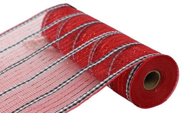 10" XL Wide Fabric/Foil Mesh: Red, Black, White (10 Yards) RY8900H9 - White Bayou Wreaths & Supply