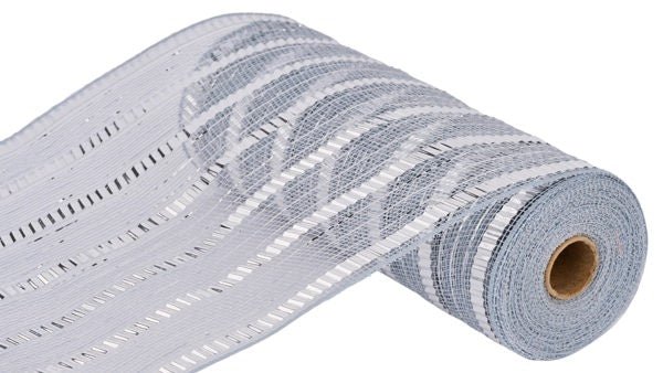 10" XL Wide Foil Stripe Mesh: Silver (10 Yards) RY851826 - White Bayou Wreaths & Supply