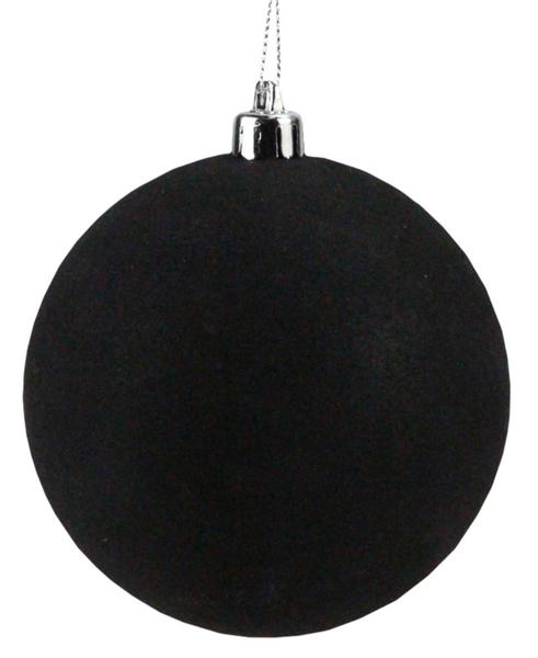 100mm Smooth Flocked Ball Ornament: Black - XH113702 - White Bayou Wreaths & Supply