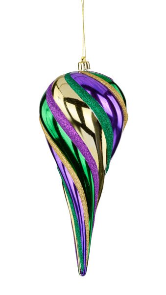 10.25"L x 4.25"Dia Finial Ornament: Mardi Gras - XH562858 - White Bayou Wreaths & Supply