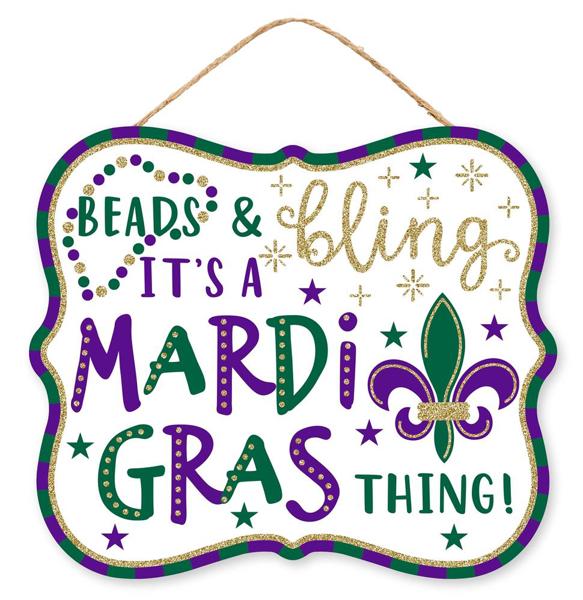 10.5"L x 9"H Beads Bling Mardi Gras Thing - AP7834 - White Bayou Wreaths & Supply