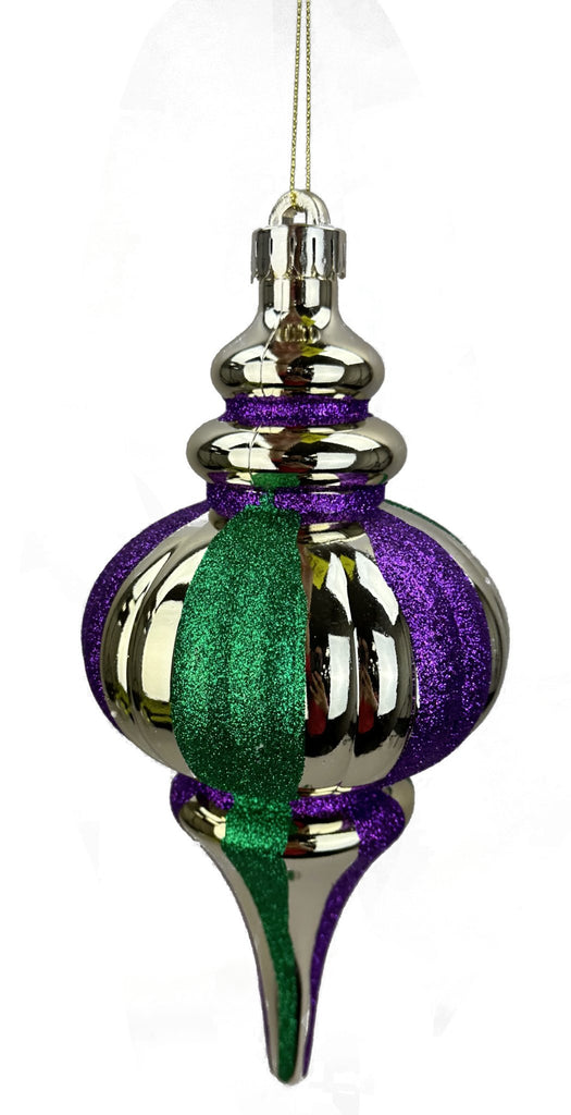 10"H x 4.5" Dia Mardi Gras Finial Ornament - 63556MG - White Bayou Wreaths & Supply