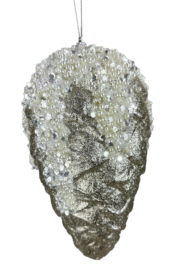 10"H x 5"Dia Glittered Jeweled Pinecone Ornament: Champagne - 86048CH - White Bayou Wreaths & Supply