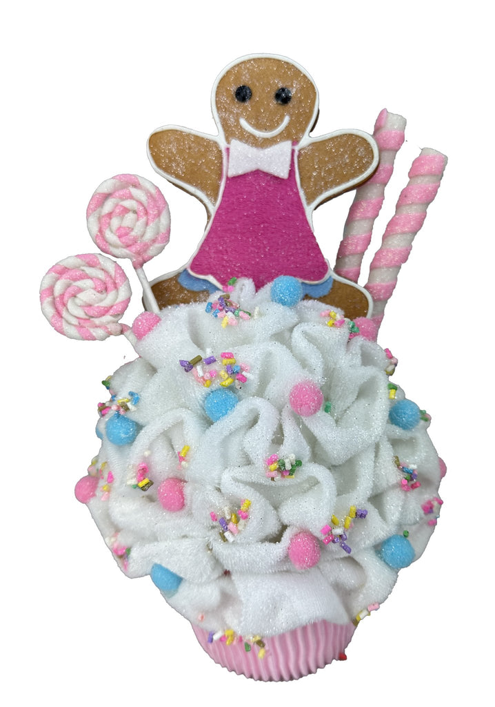 10"H x 6" Dia Gingerbread Cupcake Ornament - 86112PK - White Bayou Wreaths & Supply