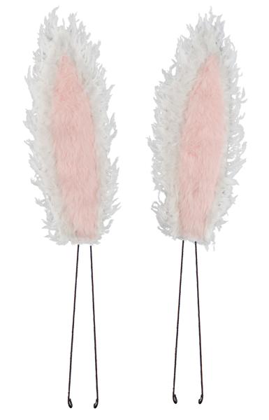 10"L Furry Fabric Bunny Ears: White, Pink - HE725915 - White Bayou Wreaths & Supply