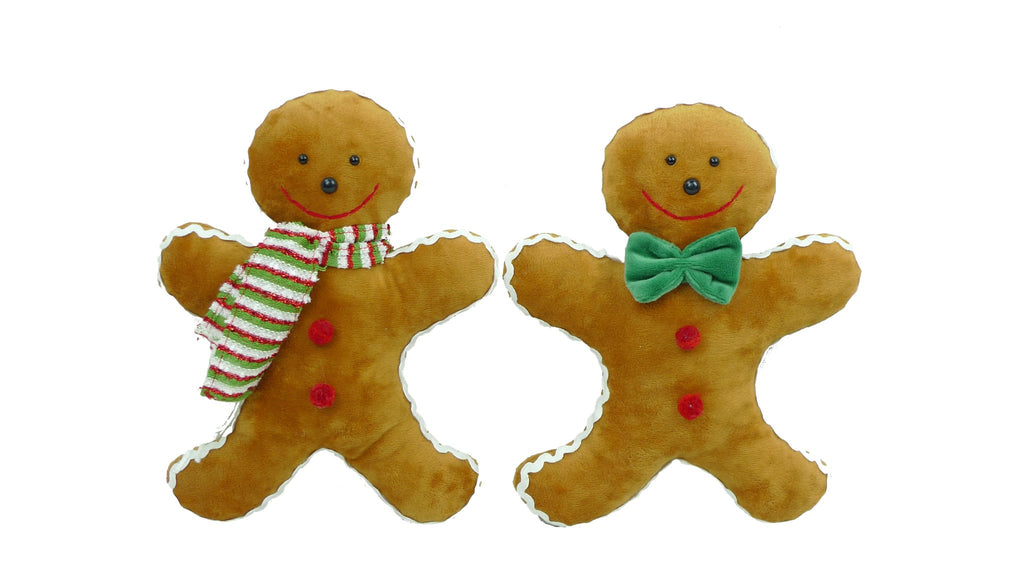 11" x 9" Plush Gingerbread Cookie (Boy & Girl) - 83589ASST - White Bayou Wreaths & Supply