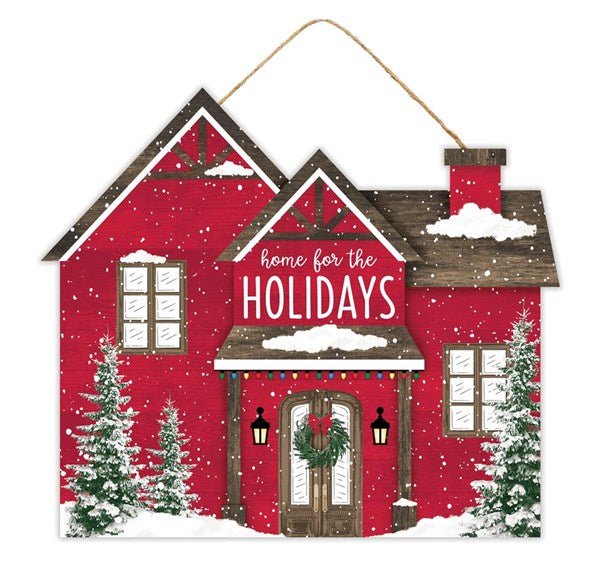 11.25"L x 9.75"H Home for the Holidays House - AP7174 - White Bayou Wreaths & Supply