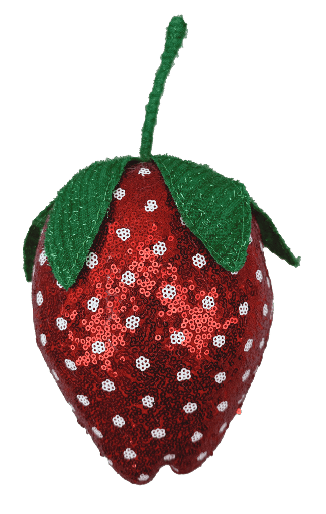 11"H Sequin Strawberry - 63724RDWT - White Bayou Wreaths & Supply