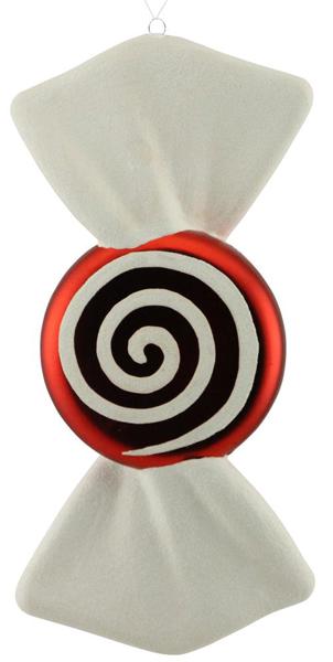 11"L Candy Swirl Ornament: White, Red - XY8369MA - White Bayou Wreaths & Supply