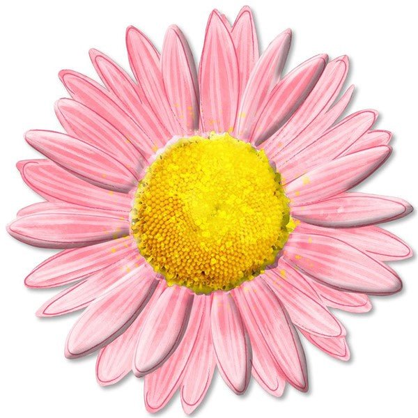 12" Dia Metal Embossed Daisy Sign: Light Pink - MD066015 - White Bayou Wreaths & Supply