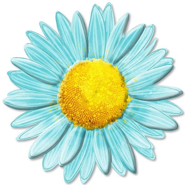 12" Dia Metal Embossed Daisy Sign: Robins Egg Blue - MD066033 - White Bayou Wreaths & Supply