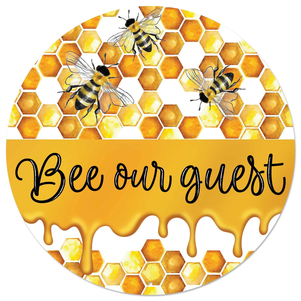 12" Diameter Metal Bee Our Guest Sign - MD1560 - White Bayou Wreaths & Supply