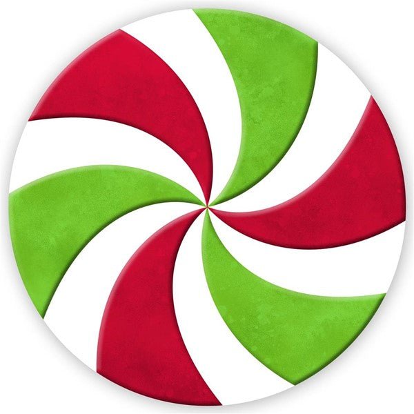 12" Diameter Metal / Embossed Peppermint: Red, White, Lime (10 Yards) MD060031 - White Bayou Wreaths & Supply