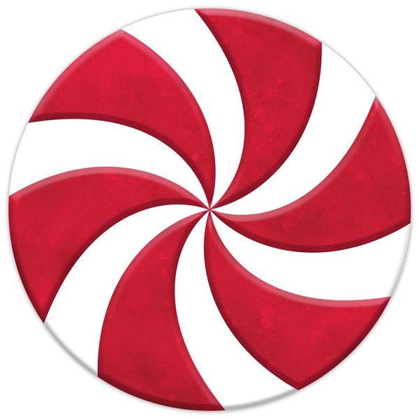 12" Diameter Metal/Embossed Peppermint: Red, White - MD060030 - White Bayou Wreaths & Supply