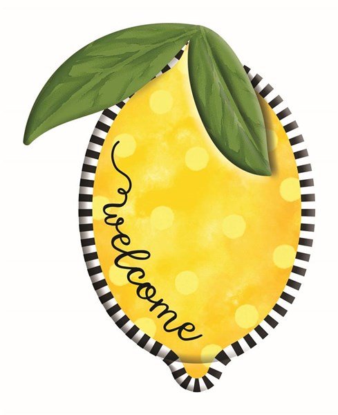 12" Embossed Welcome Lemon Sign - MD072129 - White Bayou Wreaths & Supply