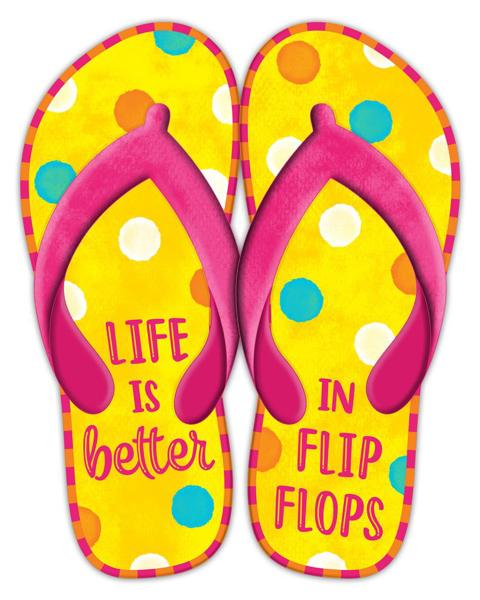 12" Metal Embossed Life Is Better in Flip Flops Sign - MD0964 - White Bayou Wreaths & Supply