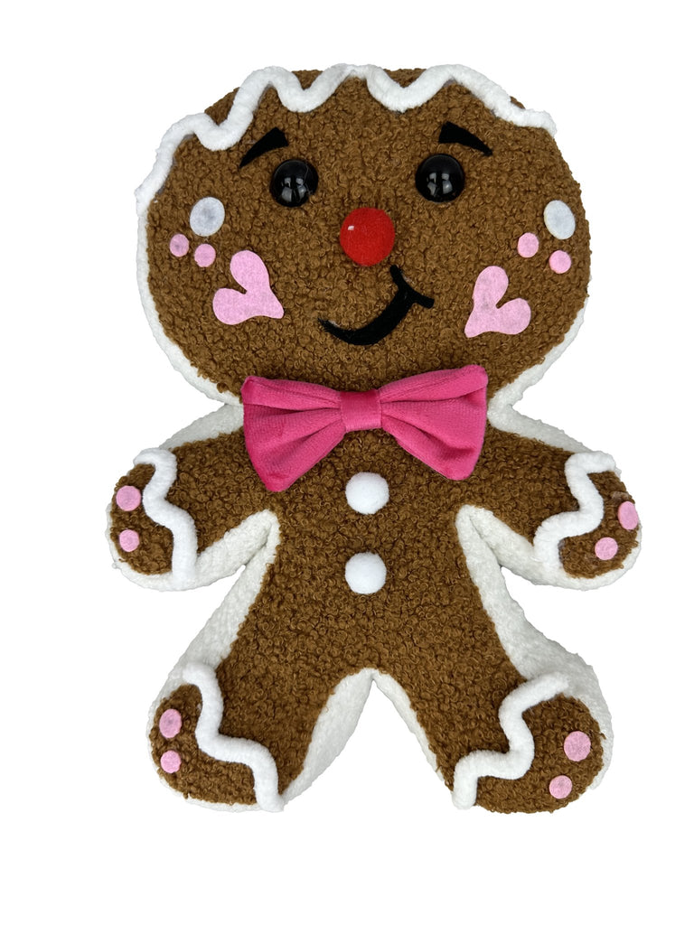 12" Plush Gingerbread w/ Bow - 86132PK - White Bayou Wreaths & Supply