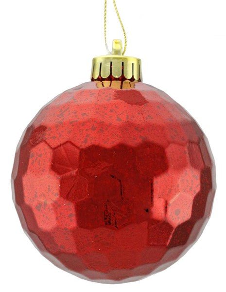 120mm Antique Look Honeycomb Ball Ornament: Shiny Red - XH956024 - White Bayou Wreaths & Supply