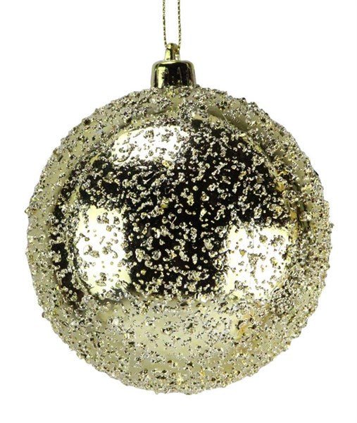 120mm Iced Ball Ornament: Gold - XY882108 - White Bayou Wreaths & Supply