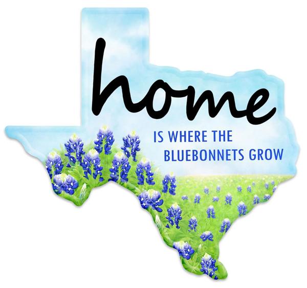 12.5" Metal Texas Home Is Where The Bluebonnets Grow Sign - MD1061 - White Bayou Wreaths & Supply