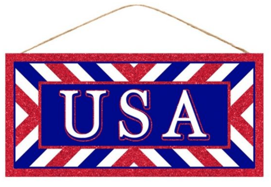 12.5" USA Sign w/ Glitter - AP8807 - White Bayou Wreaths & Supply