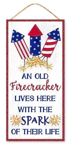 12.5"H Old Firecracker Glitter Sign - AP7837 - White Bayou Wreaths & Supply